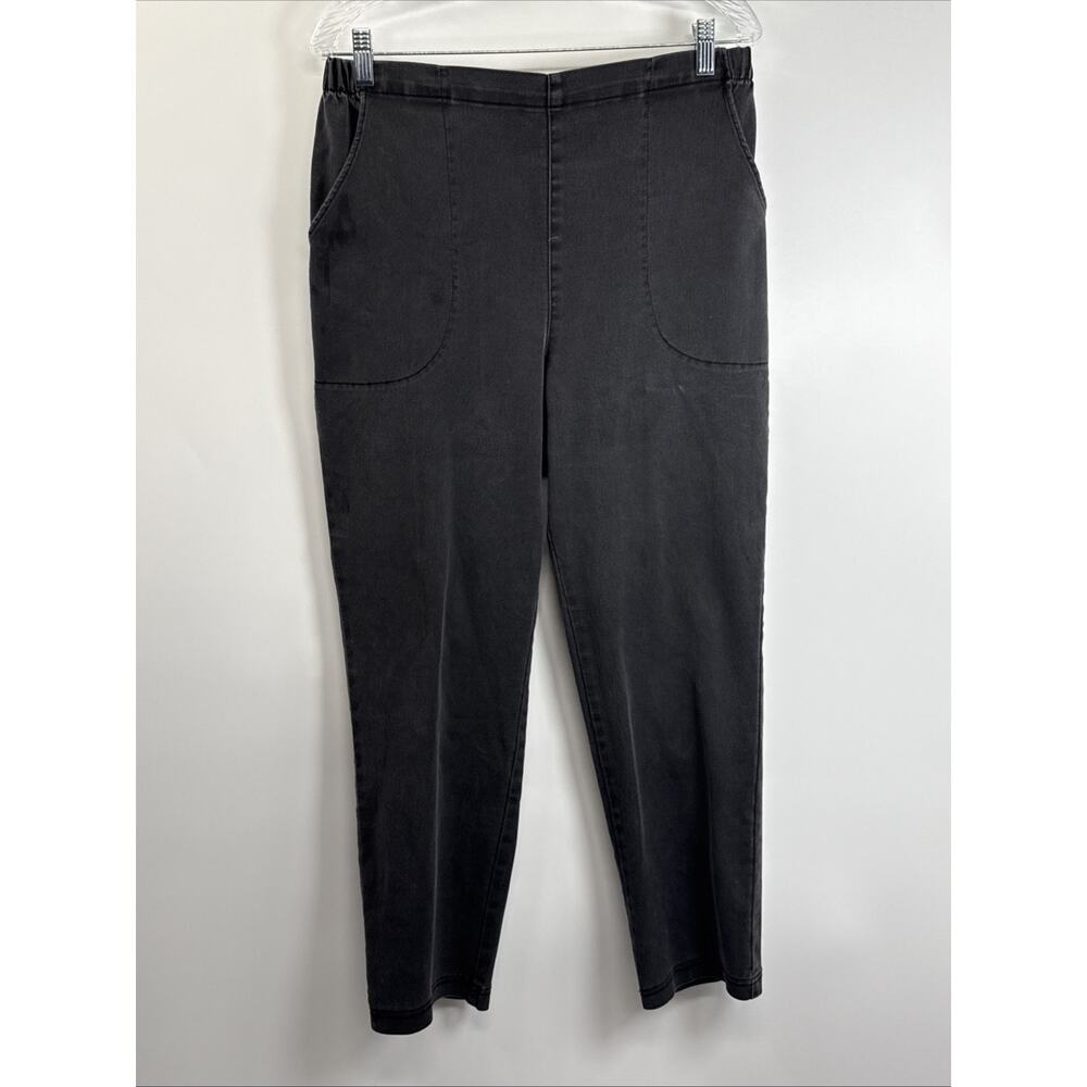 Croft & Barrow Stretch Jeans Sz 16P Back Elastic Waist Black Pockets Casual